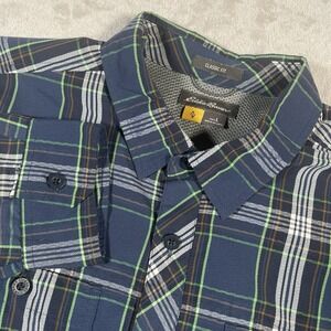 Eddie Bauer Travex Button Up Shirt Classic Fit Mens L Blue Plaid‎ Outdoors